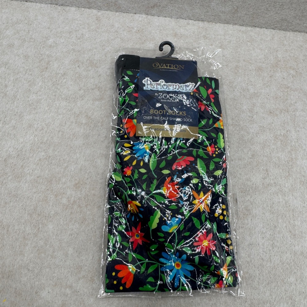 Ovation Performerz by Zocks Boot Socks‎ Multi Color Daisy Floral Ladies 7-10 NEW